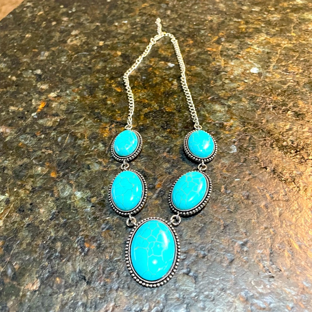 Costume jewelry made with nickel and faux turquoise
